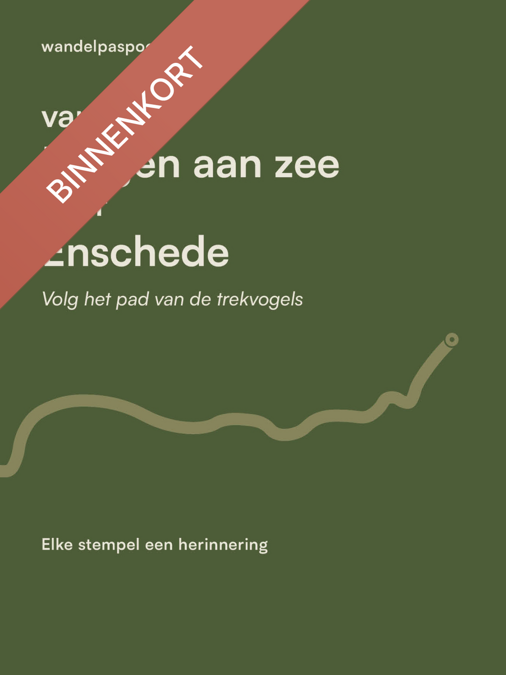 Voorkant van het wandelpaspoort voor de route Bergen aan Zee naar Enschede (Trekvogelpad)