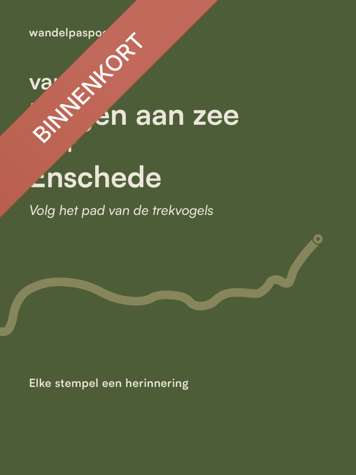 Voorkant van het wandelpaspoort voor de route Bergen aan Zee naar Enschede (Trekvogelpad)