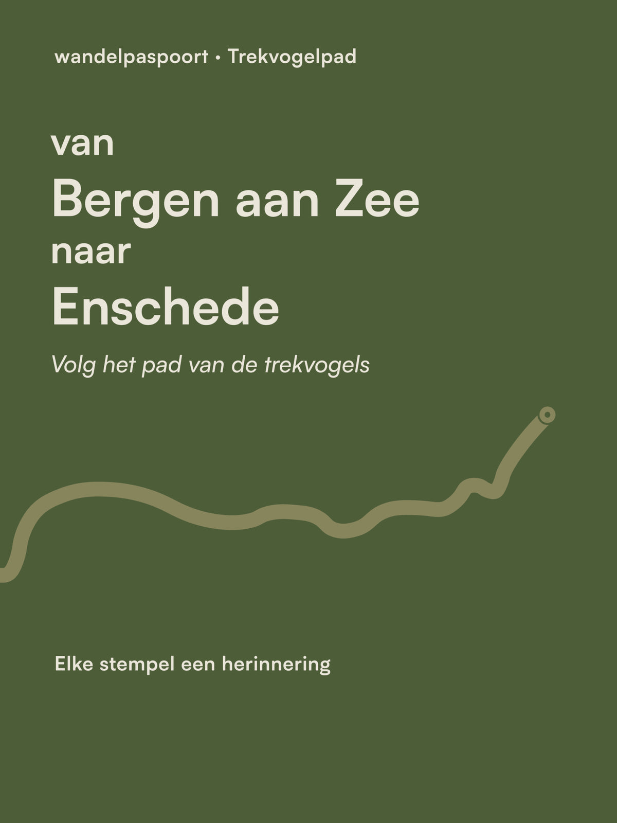 Voorkant van het wandelpaspoort voor het Trekvogelpad: van Bergen aan Zee naar Enschede
