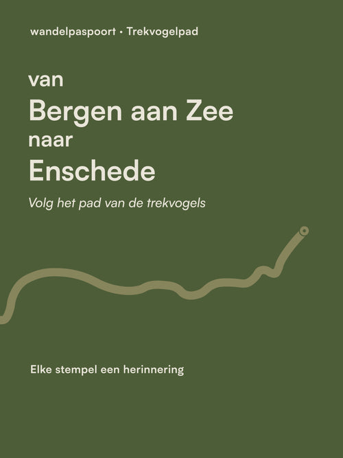 Voorkant van het wandelpaspoort voor het Trekvogelpad: van Bergen aan Zee naar Enschede